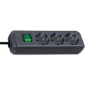3-way grounded power strip Black TYPE F