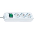 Eco-Line 3-way power strip (Socket block with higher contact protection, Switch, 1.50 m Cable) White TYPE F
