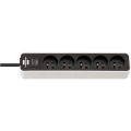 Ecolor socket 5-way white/black 1.50 m H05VV-F 3G1.5 TYPE E