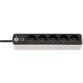 Ecolor socket strip 5-way white/black 5.00 m H05VV-F 3G1.5 TYPE E