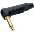2 pole 1/4" professional right-angle phone plug, gold contacts, black shell