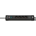Premium-Line power strip with USB 4-way black 1.80 m H05VV-F 3G1.5 TYPE E