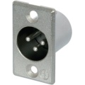 3 pole male receptacle, solder contacts, Nickel housing, silver contacts