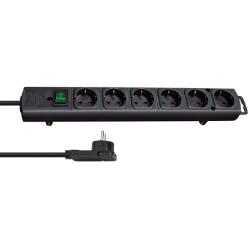 Extension Socket Comfort-Line 6-Way 2.00 m Black - Protective Contact TYPE F