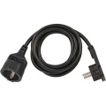 Plastic extension cable with flat plug (extension cable flat for inside with 2m cable) black