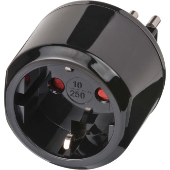 Travel plug / travel adapter (travel socket adapter for: Italy socket and Euro plug) black