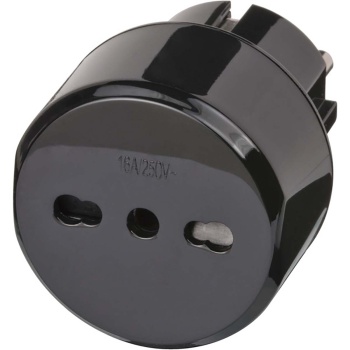 Travel plug / travel adapter (travel socket adapter for: Euro socket and Italy plug) black