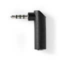 Stereo Audio Adapter | 3.5 mm Male | 3.5 mm Female | Nickel Plated | Angled 90° | Metal | Black | 1 pcs | Box