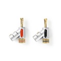 Banana Connector | Straight | Male | Gold Plated | Screw | Cable input diameter: 7.4 mm | Zinc Alloy | Silver | 2 pcs | Box