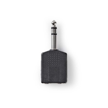 Stereo Audio Adapter | 6.35 mm Male | 2x 6.35 mm Female | Nickel Plated | Straight | ABS | Black | 10 pcs | Envelope
