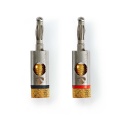 Banana Connector | Straight | Male | Gold Plated | Screw | Cable input diameter: 3.0 mm | Metal | Gold | 2 pcs | Envelope