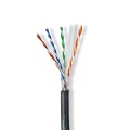 Network Cable Roll | CAT6 | Solid | U/UTP | CCA | 100.0 m | Outdoor | Round | PE | Black | Gift Box