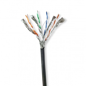 Network Cable Roll | CAT7 | Solid | S/FTP | Copper | 100.0 m | Outdoor | Round | PE | Black | Gift Box