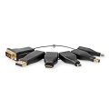 HDMI™ Adapter | DisplayPort Male / DVI-D 24+1-Pin Male / HDMI™ Micro Connector / HDMI™ Mini Connector / Mini DisplayPort Male / USB-C™ Male | HDMI™ Female | Gold Plated | Straight | PVC | Black | 1 pcs | Box