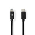 Lightning Cable | USB 2.0 | Apple Lightning 8-Pin | USB-C™ Male | 480 Mbps | Nickel Plated | 2.00 m | Round | PVC | Black | Envelope