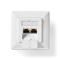 Network Wall Box | In-Wall | 2 port(s) | CAT6 | Straight | Female | Gold Plated | PVC | White | Envelope