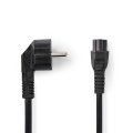 Power Cable | Plug with earth contact male | IEC-320-C5 | Angled | Straight | Nickel Plated | 2.00 m | Round | PVC | Black | Box