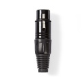 XLR Connector | Straight | Female | Nickel Plated | Soldering | Cable input diameter: 5.0 mm | Metal | Black | 1 pcs | Polybag