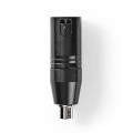 XLR Adapter | XLR 3-Pin Male | RCA Female | Nickel Plated | Straight | Metal | Black | 1 pcs | Polybag
