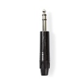6.35 mm Connector | Straight | Male | Nickel Plated | Solder | Cable input diameter: 6.0 mm | Aluminium | Black | Polybag | 1 pcs