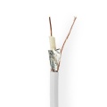 Coax Cable On Reel | RG6T | 75 Ohm | Double Shielded | ECA | 50.0 m | Coax | PVC | White | Gift Box
