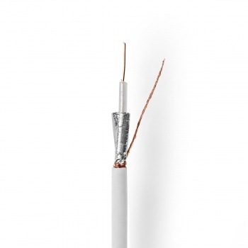 Coax Cable On Reel | RG59U | 75 Ohm | Double Shielded | ECA | 10.0 m | Coax | PVC | White | Reel