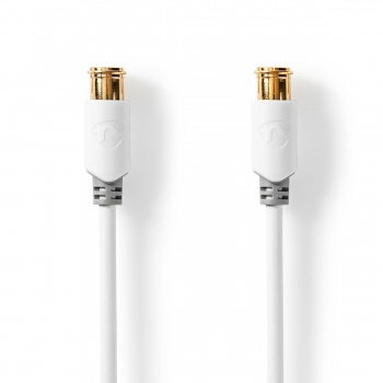 F Quick - F Quick Cables | F Male Quick | F Male Quick | Gold Plated | 75 Ohm | Double Shielded | 5.00 m | Round | PVC | White | Window Box