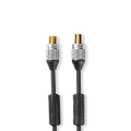 Coax Cable | IEC (Coax) Male | IEC (Coax) Female | Gold Plated | 75 Ohm | Double Shielded | 10.0 m | Round | PVC | Anthracite | Clamshell