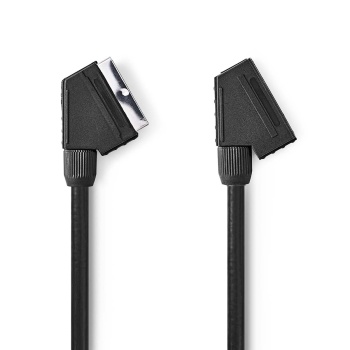 SCART Cable | SCART Male | SCART Female | Nickel Plated | 480p | 2.00 m | Round | PVC | Black | Envelope