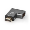 HDMI™ Adapter | HDMI™ Connector / HDMI™ Male | HDMI™ Female / HDMI™ Output | Gold Plated | Angled Right | Aluminium | Gun Metal Grey | 1 pcs | Cover Window Box