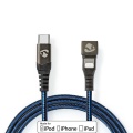 USB Cable | USB 2.0 | Apple Lightning 8-Pin | USB-C™ Male | 60 W | 480 Mbps | Nickel Plated | 1.00 m | Round | Braided / Nylon | Black / Blue | Cover Window Box