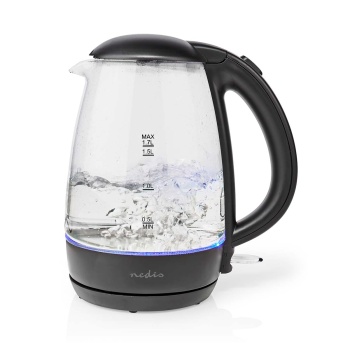 Electric Kettle | 1,7 L | Glass | Black | Rotatable 360 Degrees | Concealed Heating Element | Strix® Controller | Boil-dry Protection