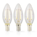 LED Filament Bulb E14 | Candle | 2 W | 250 lm | 2700 K | Warm White | Retro Style | 3 pcs | Clear