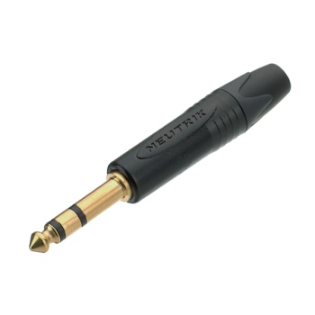 3 pole 1/4" professional phone plug, gold contacts, black shell