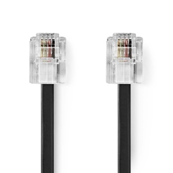 Telecom Cable | RJ11 Male | RJ11 Male | 5.00 m | Cable design: Flat | Plating: Gold Plated | Cable type: RJ11 | Black