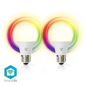 SmartLife Full Colour LED Bulb | Wi-Fi | E27 | 806 lm | 9 W | RGB / Warm to Cool White | 2700 - 6500 K | Android™ / IOS | Bulb | 2 pcs