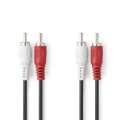 Stereo Audio Cable | 2x RCA Male | 2x RCA Male | Nickel Plated | 2.00 m | Round | Black | Label