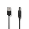 USB Cable | USB 2.0 | USB-A Male | USB-B Male | 480 Mbps | Nickel Plated | 3.00 m | Round | PVC | Black | Label