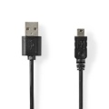 USB Cable | USB 2.0 | USB-A Male | Mini 5-Pin Male | 480 Mbps | Nickel Plated | 2.00 m | Round | PVC | Black | Label