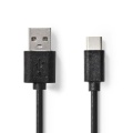 USB Cable | USB 2.0 | USB-A Male | USB-C™ Male | 5 W | 480 Mbps | Nickel Plated | 2.00 m | Round | PVC | Black | Label