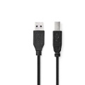 USB Cable | USB 3.2 Gen 1 | USB-A Male | USB-B Male | 5 Gbps | Nickel Plated | 2.00 m | Round | PVC | Black | Label