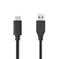 USB Cable | USB 3.2 Gen 2 | USB-A Male | USB-C™ Male | 60 W | 10 Gbps | Nickel Plated | 1.00 m | Round | PVC | Black | Label