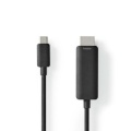 USB-C™ Adapter | USB 3.2 Gen 1 | USB-C™ Male | HDMI™ Connector | 4K@60Hz | 2.00 m | Round | Nickel Plated | PVC | Black | Label