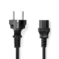 Power Cable | Plug with earth contact male | IEC-320-C13 | Straight | Straight | Nickel Plated | 3.00 m | Round | PVC | Black | Label