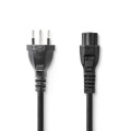 Power Cable | CH Type 12 | IEC-320-C5 | Straight | Straight | Nickel Plated | 2.00 m | Round | PVC | Black | Label