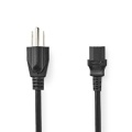 Power Cable | USA Male | IEC-320-C13 | Straight | Straight | Nickel Plated | 2.00 m | Round | PVC | Black | Label