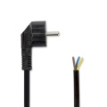 Power Cable | Plug with earth contact male | Open | Angled | Straight | Nickel Plated | 1.80 m | Round | Neoprene | Black | Label