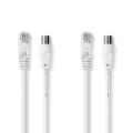 Coax Cat6 Combi Cable | IEC (Coax) Male / RJ45 Male | IEC (Coax) Female / RJ45 Male | Nickel Plated | RG58 | 75 Ohm | Double Shielded | 1.50 m | Round | PVC | White | Label
