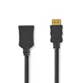 High Speed HDMI™ Cable with Ethernet | HDMI™ Connector | HDMI™ Female | 4K@30Hz | 10.2 Gbps | 1.00 m | Round | PVC | Black | Label