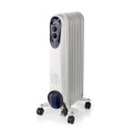 Mobile Oil Radiator | 600 / 900 / 1500 W | 7 Fins | Adjustable thermostat | 3 Heat Settings | Fall over protection | White